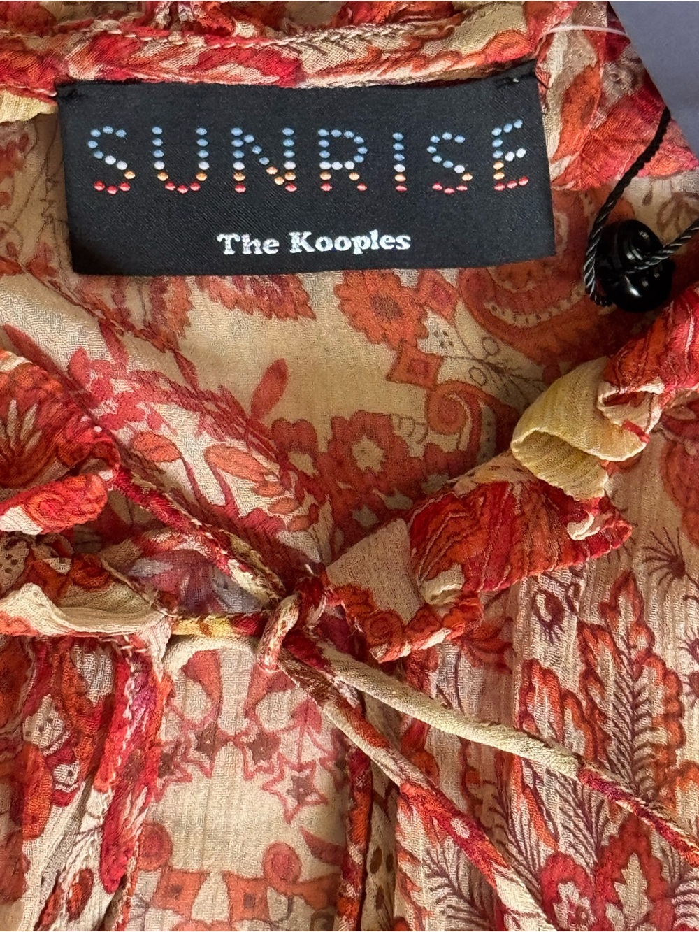 The Kooples Sunrise Chili Pepper Boho Floral Maxi Dress Beads Size 1 (US 4) NWT - Picture 9 of 12